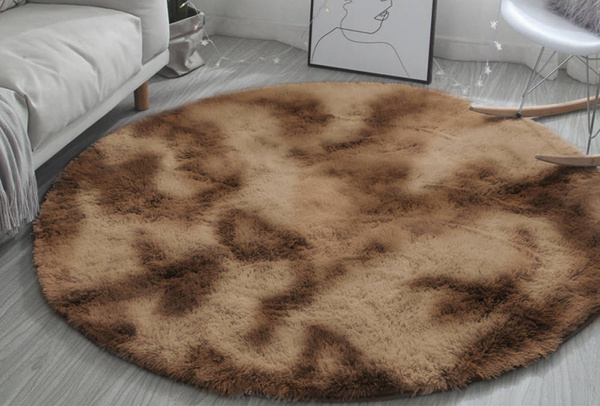 Shaggy Ombre Strado 160x160 Round Carpet by OmbreCoffee (Brown)