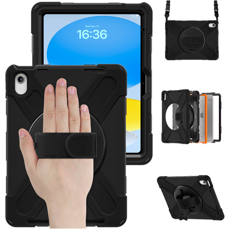 Etui Shockproof z uchwytem do Apple iPad 10.9 2022/11 A16 2025, czarne