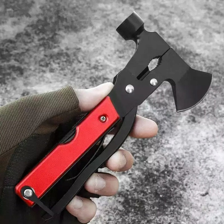 MULTITOOL 17w1 Narzędzie wielofunkcyjne survival składany scyzoryk nóż piła, czerwony