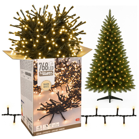 Lampki choinkowe 768 LED białe ciepłe wewnętrzne / zewnętrzne 8,6m TIMER 8F, białe
