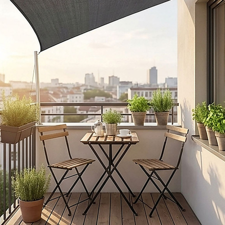 Żagiel przeciwsłoneczny szary trójkątny 3,6m ochrona UV wodoodporny +lina