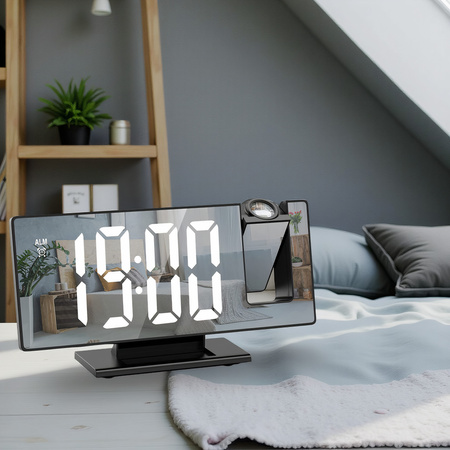 ELECTRONIC LED digital clock with projector alarm clock thermometer mirror 4in1