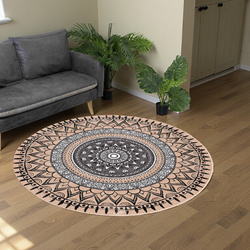 NOVO Strado round rug modern beige torte pattern for living room Aztec 160x160 cm