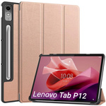 Etui Smart Case do Lenovo Tab P12 12.7 TB370 2023 / Tab P12 TB370, różowe - ochronne z podstawką