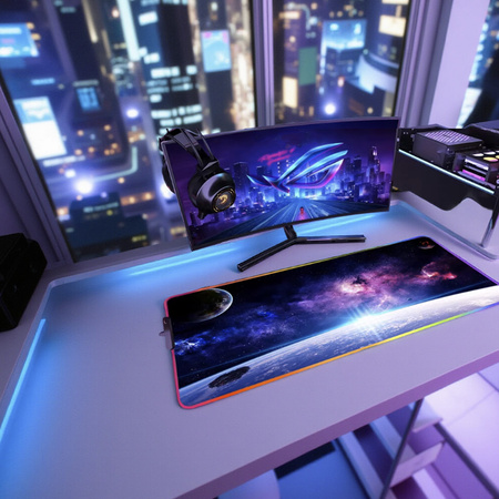80x30 LED illuminated mouse pad for desk XXL mat COSMOS