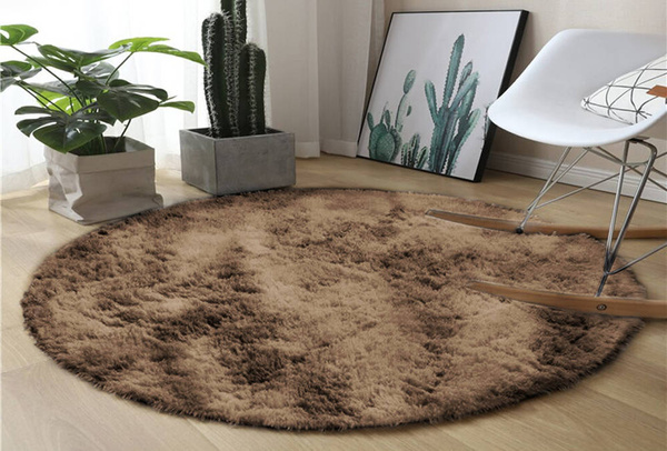 Shaggy Ombre Strado 160x160 Round Carpet by OmbreCoffee (Brown)