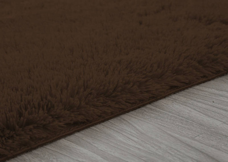 Dywan Shaggy antypoślizgowy nowoczesny salon miękki puszysty 60x90, ciemnobrązowy