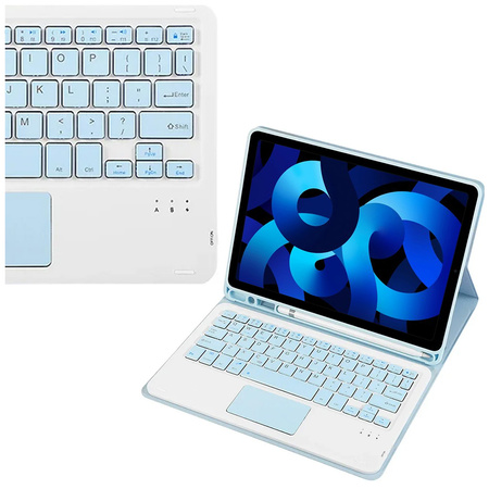 Bluetooth touchpad keyboard case for iPad Air 5 (Blue)