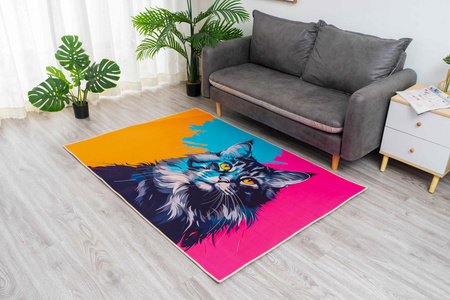 Dywan 3D Strado MainCoon 140x200 cm ze wzorem kota dla milośników zwierząt do salonu i pokoju