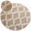 Dywan okrągły do salonu shaggy DECOR antypoślizgowy miękki puszysty 140x140, khaki