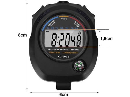 Electronic digital stopwatch with compass timer