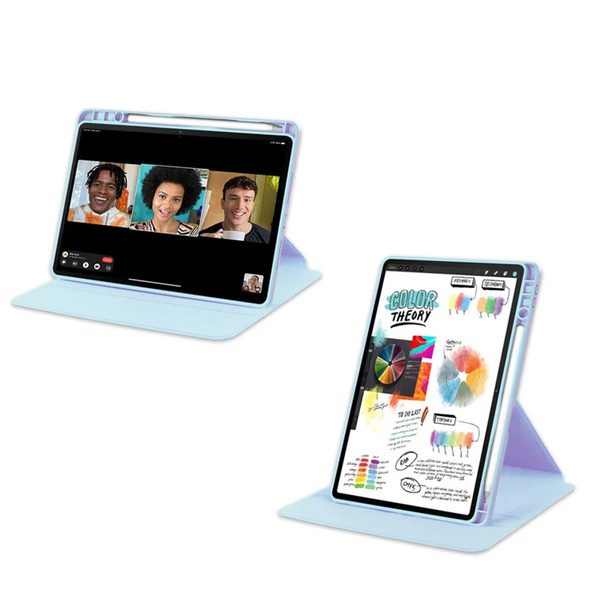 Puzdro otočné Clear na Lenovo Idea Tab 11 2025, modré - ochranné so stojanom