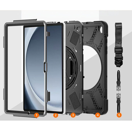 Armor case with handle and strap for Samsung Galaxy Tab A9 8.7 (Black)