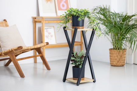 Stojan na kvety stojaci kovový stojan na kvety rastliny loft 2 úrovne Nexus