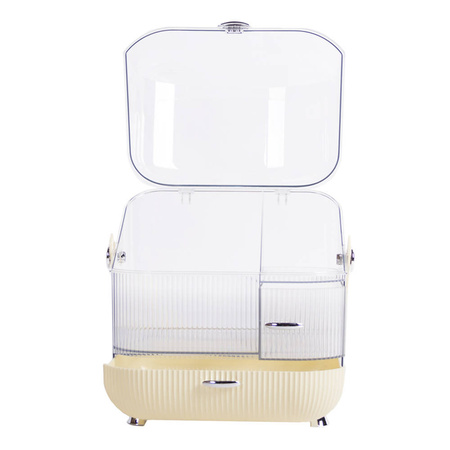 Strado multi-level casket organizer for cosmetics and jewelry capacious lockable acrylic trunk