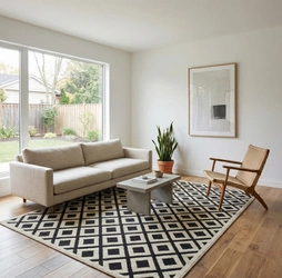 Dywan 140x200 do salonu pętelkowy duży japandi nowoczesny ciężki gruby POLO - Chessboard (Szary)