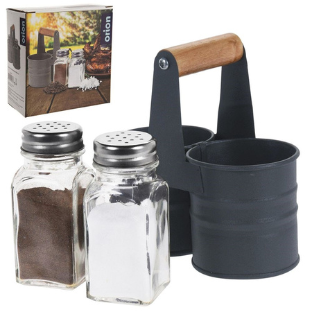 Salt and Pepper Shakers with a Stand