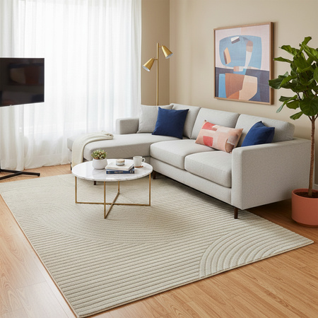 Dywan 140x200 do salonu pętelkowy duży japandi nowoczesny ciężki gruby POLO - Path Grey (Szary)