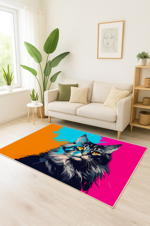 3D Strado MainCoon carpet 120x170 cm with cat pattern for animal lovers for living room and room