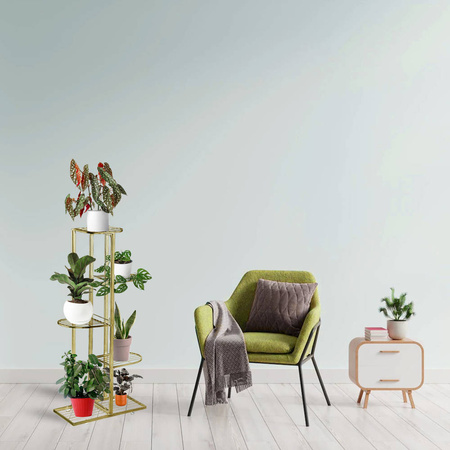 Gold standing metal flower stand for 6 flower pots- elegant flower stand