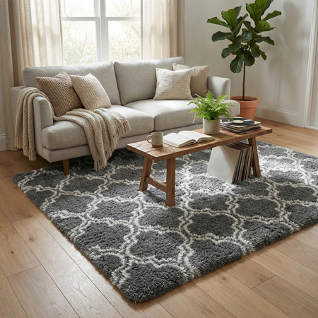 Dywan do salonu shaggy DECOR antypoślizgowy miękki puszysty modny 200x250, szary