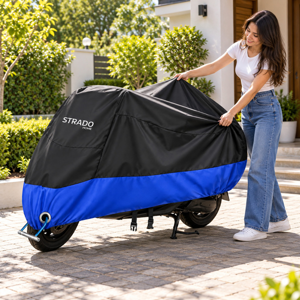 Pokrowiec na motocykl skuter 2 rowery 245x105x125 cm wodoodporny czarno-niebieski