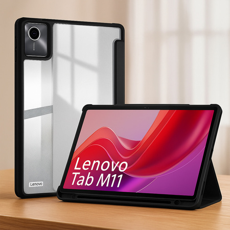 Puzdro Crystal case na Lenovo Tab M11 10.95 11 / 11 TB330, čierne - ochranné so stojanom