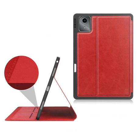 Etui skórzane z kieszeniami do Lenovo Tab M11 10.95 TB330FU TB330XU TB331FC, czerwone