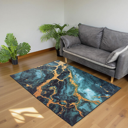 NOVO Strado modern carpet for living room marble pattern velvet Malachite 140x200 cm