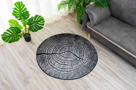 NOVO Strado modern tree trunk carpet for living room grey pattern Grey Trunk 160x160 cm