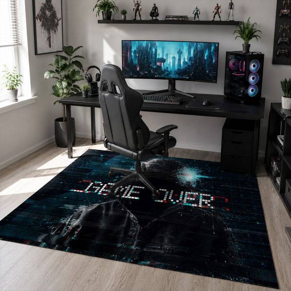 Dywan gamingowy dla gracza mata pod fotel antypoślizgowy GameOver