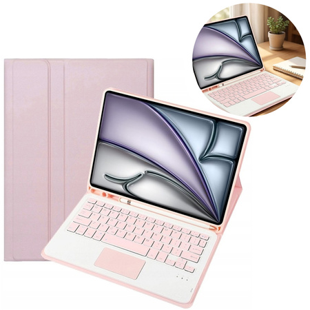 Etui z klawiaturą do iPad Air 11 M3 2025 / Air 11 M2 2024 Gen 7, różowe - ochronne z podstawką