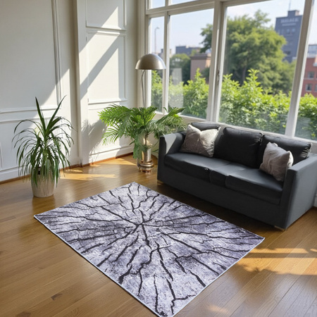 NOVO Strado modern tree trunk carpet for living room delicate grey velvet pattern Grey Trunk 120x170 cm