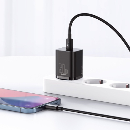 Ładowarka sieciowa Baseus Super Si Quick Charger 1C 20W z przewodem USB-C do Lightning 1m (czarna)