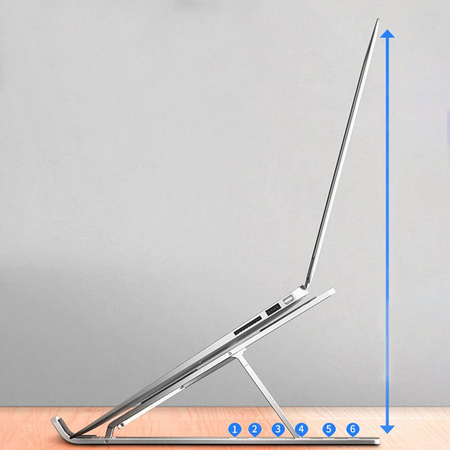 Podstawka składana aluminiowa z wentylatorem chłodzącym pod tablet laptop do 17" F1 (Srebrna)