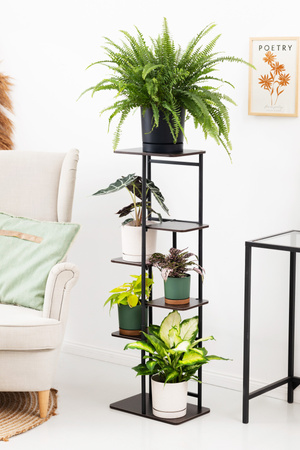 Duży stojący kwietnik 106cm metalowy 6 poziomów na kwiaty regał loft MONDO, czarny