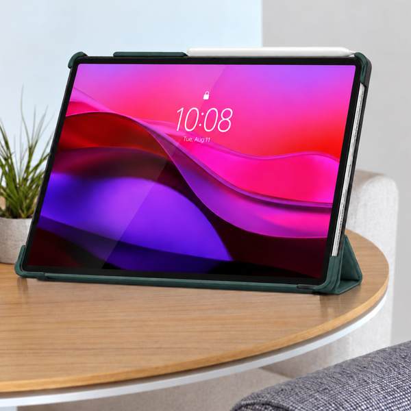 Etui Smart do Lenovo Yoga Tab Plus 12.7 2025 z klapką i podstawką - zielone