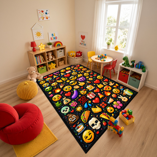 Dywan gamingowy 140x200 dla gracza mata pod fotel antypoślizgowy Emoji 3D