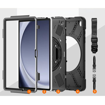 Etui pancerne Armor z uchwytem do Galaxy Tab A9 Plus 11 X210 / X215 / X216, czarne - ochronne