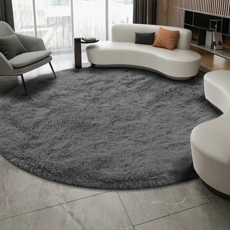 Shaggy Strado 300x300 GreyNight round carpet (Dark Gray)