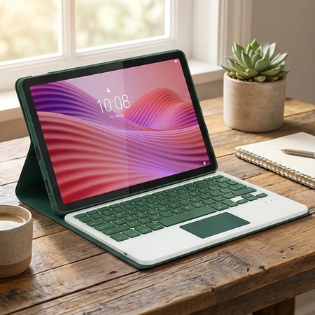 Puzdro s klávesnicou touch na Lenovo Tab 10.1 2025, zelené - ochranné so stojanom