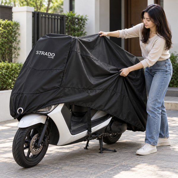 Pokrowiec na motocykl skuter 2 rowery 245x105x125 cm wodoodporny czarny