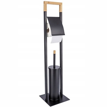 Metal toilet paper stand 2-in-1 free standing toilet brush