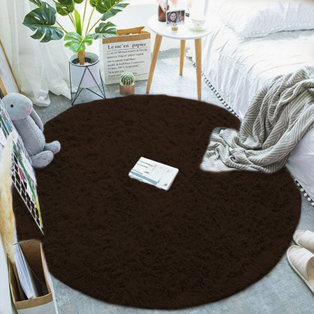 Shaggy Strado 80x80 DarkCoffee round rug (Dark brown)