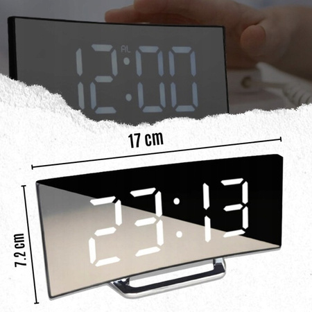 Zegar Elektroniczny Cyfrowy LED Zegarek Elektroniczny Budzik z Termometrem, biały