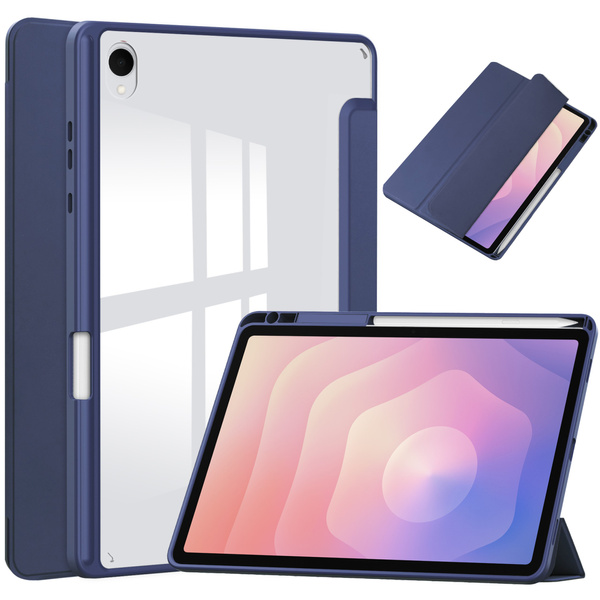 Puzdro Clear Pencil na Samsung Galaxy Tab S11 11 SM SMX736 s klapkou, tmavomodré - ochranné