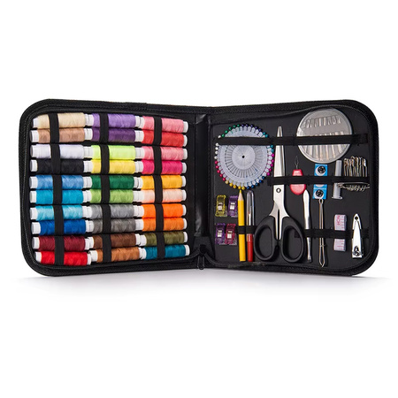 Duży Zestaw do szycia przybornik krawiecki nici igły nożyczki centymetr