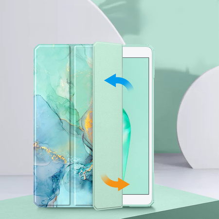 Etui Graficzne do Apple iPad 10.9 2022 Gen 10 / 11 2025 A16 Gen 11 z klapką, zielone - ochronne z podstawką