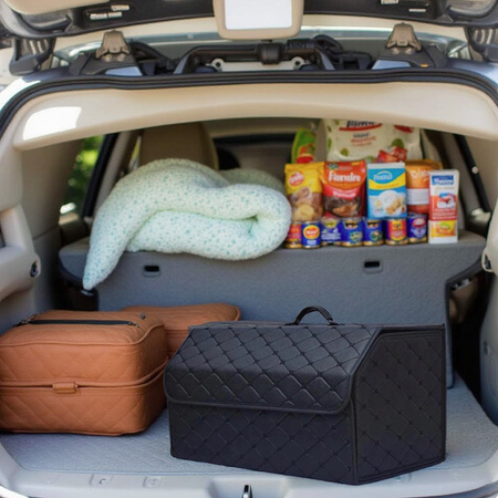 Folding large organizer for car trunk quilted trunk bag tote for shopping and tools