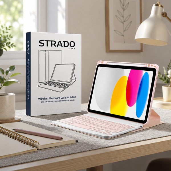 Puzdro 360 s klávesnicou na Apple iPad 10.9 2022 Gen. 10 / 11 2025 A16 Gen. 11 / Apple iPad 11 2025 / Apple iPad 10 2024, ružové - ochranné